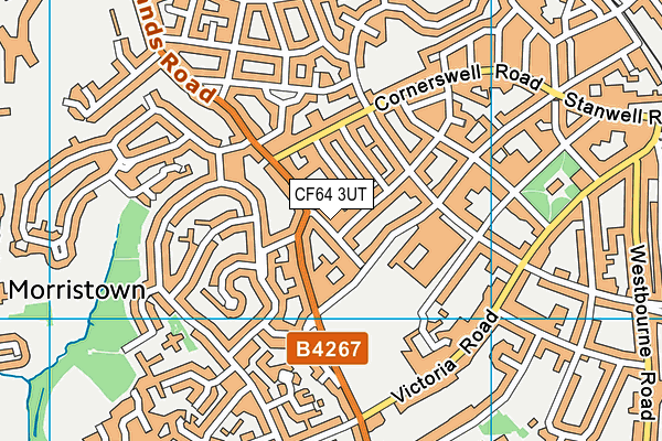 CF64 3UT map - OS VectorMap District (Ordnance Survey)