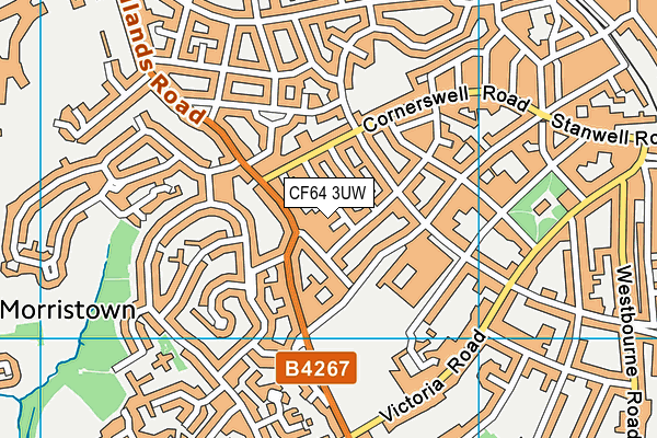 CF64 3UW map - OS VectorMap District (Ordnance Survey)