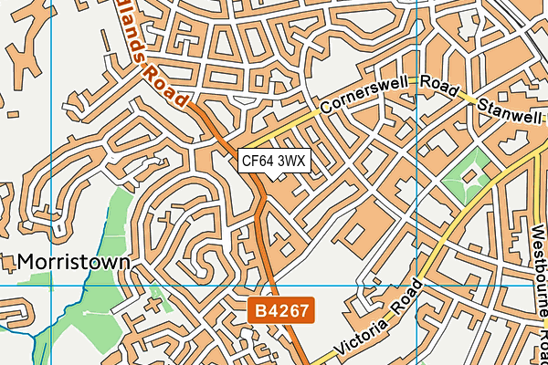 CF64 3WX map - OS VectorMap District (Ordnance Survey)