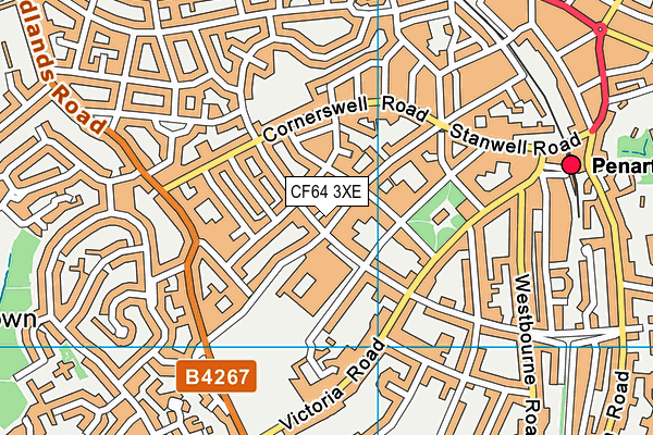 CF64 3XE map - OS VectorMap District (Ordnance Survey)