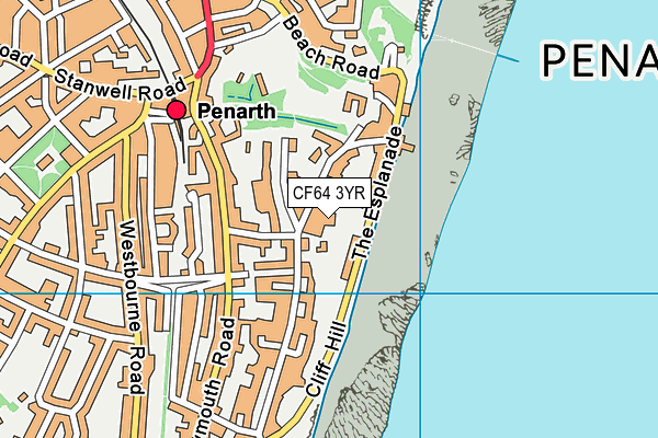 CF64 3YR map - OS VectorMap District (Ordnance Survey)