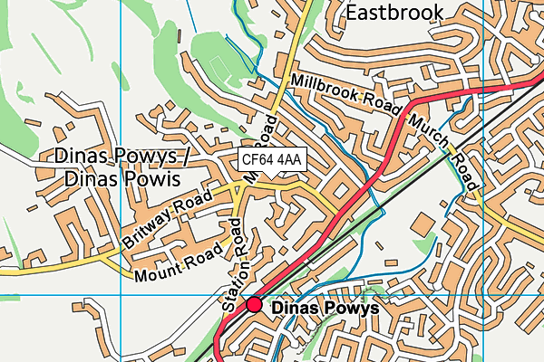 CF64 4AA map - OS VectorMap District (Ordnance Survey)