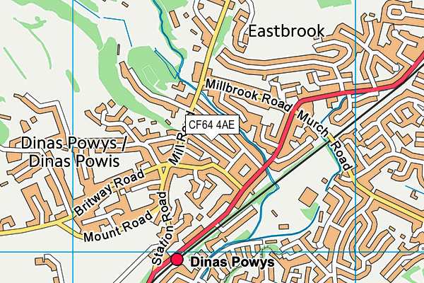 CF64 4AE map - OS VectorMap District (Ordnance Survey)