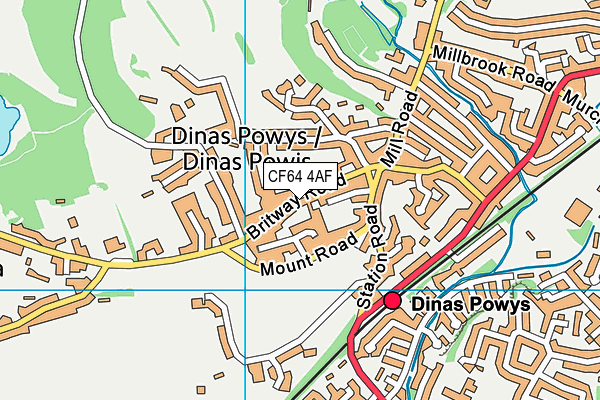 CF64 4AF map - OS VectorMap District (Ordnance Survey)