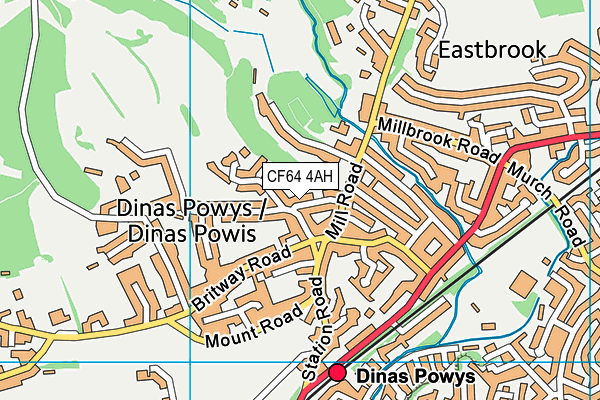 CF64 4AH map - OS VectorMap District (Ordnance Survey)