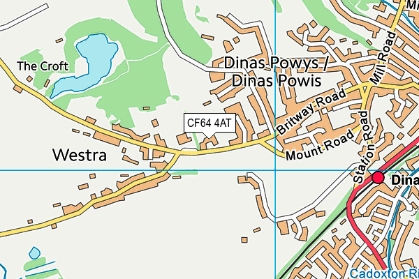 CF64 4AT map - OS VectorMap District (Ordnance Survey)