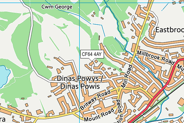 CF64 4AY map - OS VectorMap District (Ordnance Survey)