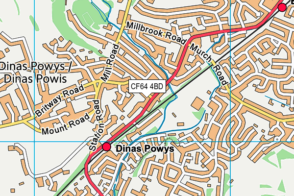 CF64 4BD map - OS VectorMap District (Ordnance Survey)