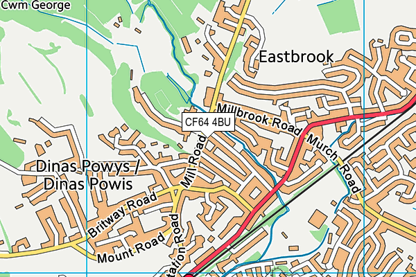 CF64 4BU map - OS VectorMap District (Ordnance Survey)