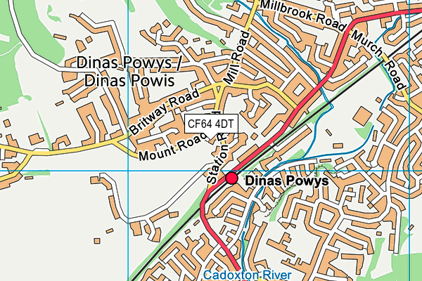 CF64 4DT map - OS VectorMap District (Ordnance Survey)