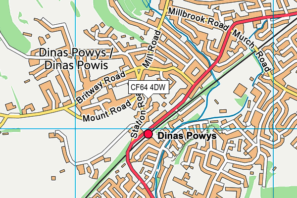 CF64 4DW map - OS VectorMap District (Ordnance Survey)