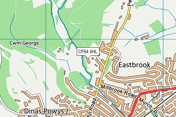 CF64 4HL map - OS VectorMap District (Ordnance Survey)