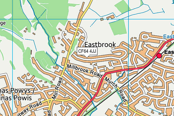 CF64 4JJ map - OS VectorMap District (Ordnance Survey)