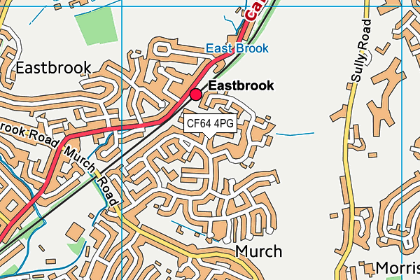 CF64 4PG map - OS VectorMap District (Ordnance Survey)