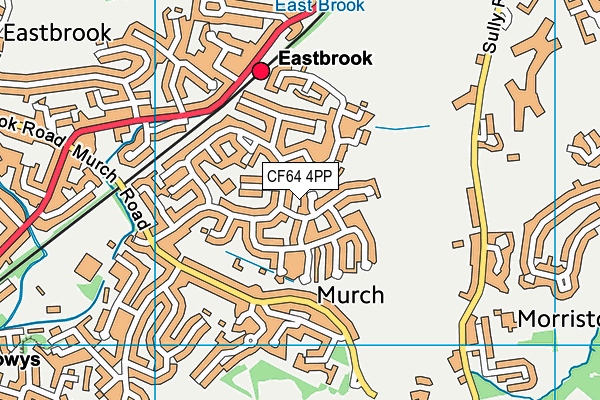 CF64 4PP map - OS VectorMap District (Ordnance Survey)