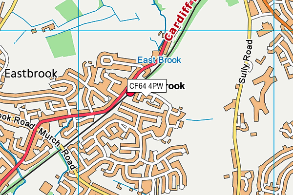 CF64 4PW map - OS VectorMap District (Ordnance Survey)