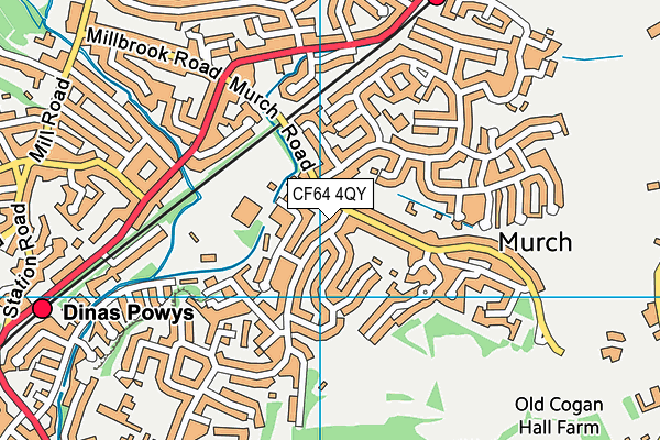 CF64 4QY map - OS VectorMap District (Ordnance Survey)