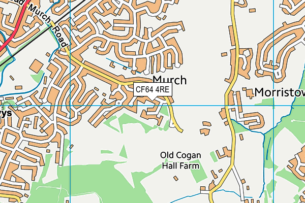 CF64 4RE map - OS VectorMap District (Ordnance Survey)