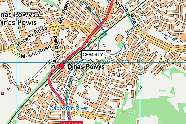 CF64 4TY map - OS VectorMap District (Ordnance Survey)