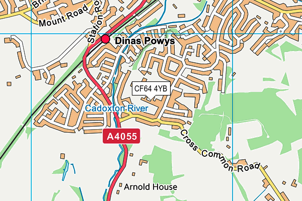 CF64 4YB map - OS VectorMap District (Ordnance Survey)