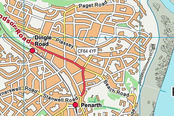 CF64 4YF map - OS VectorMap District (Ordnance Survey)