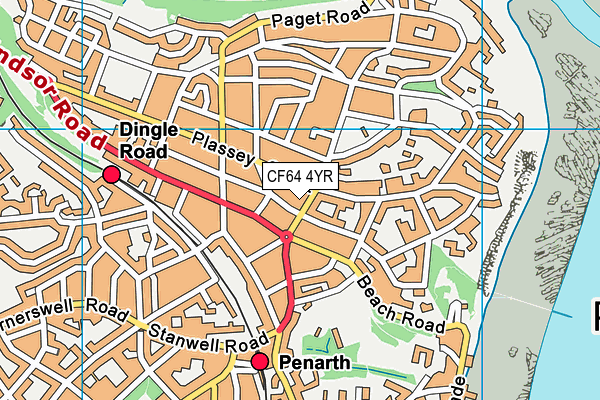 CF64 4YR map - OS VectorMap District (Ordnance Survey)