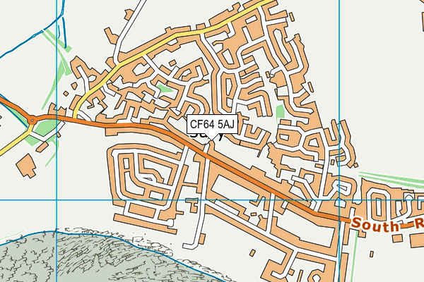 CF64 5AJ map - OS VectorMap District (Ordnance Survey)