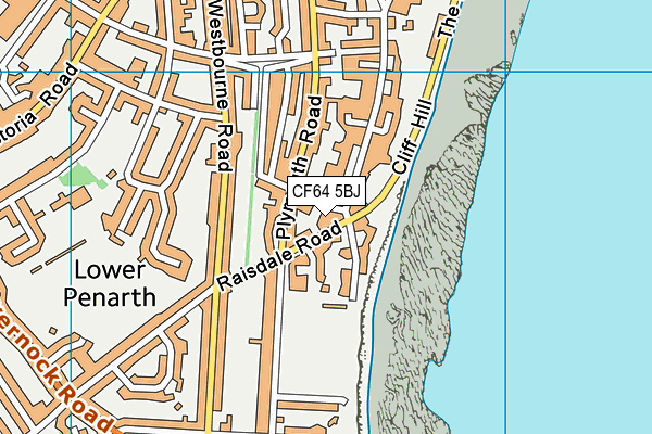 CF64 5BJ map - OS VectorMap District (Ordnance Survey)