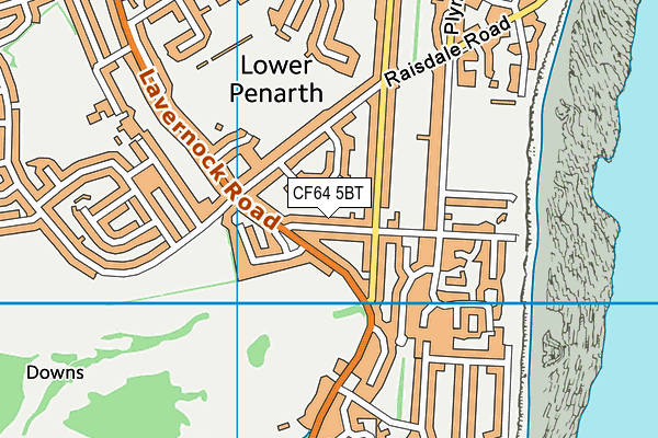 CF64 5BT map - OS VectorMap District (Ordnance Survey)