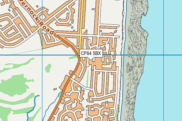 CF64 5BX map - OS VectorMap District (Ordnance Survey)