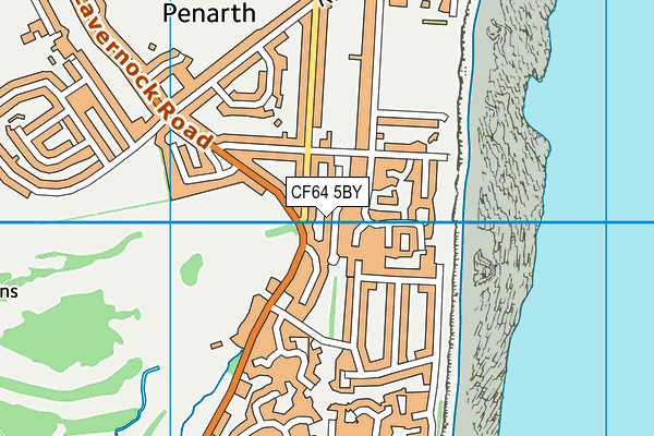 CF64 5BY map - OS VectorMap District (Ordnance Survey)