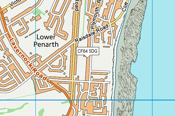 CF64 5DG map - OS VectorMap District (Ordnance Survey)