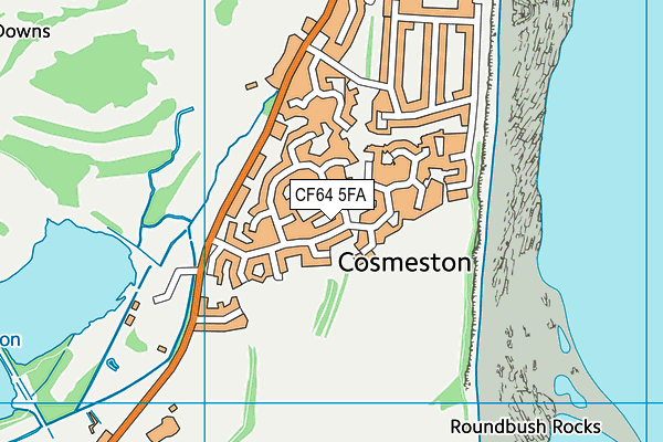 CF64 5FA map - OS VectorMap District (Ordnance Survey)