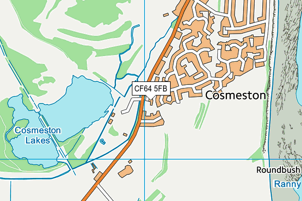 CF64 5FB map - OS VectorMap District (Ordnance Survey)