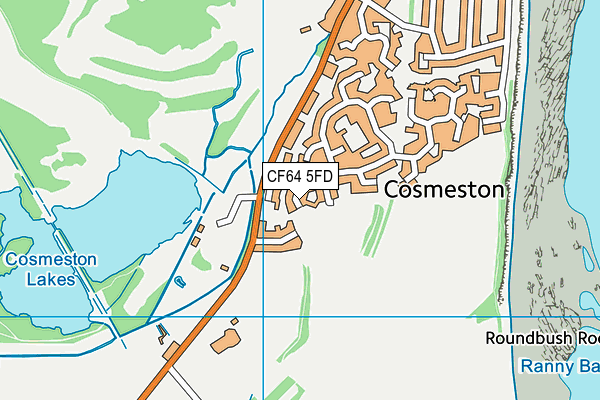 CF64 5FD map - OS VectorMap District (Ordnance Survey)