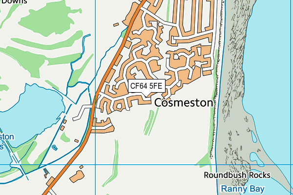 CF64 5FE map - OS VectorMap District (Ordnance Survey)