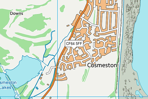 CF64 5FF map - OS VectorMap District (Ordnance Survey)