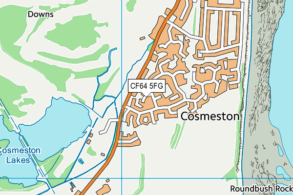 CF64 5FG map - OS VectorMap District (Ordnance Survey)