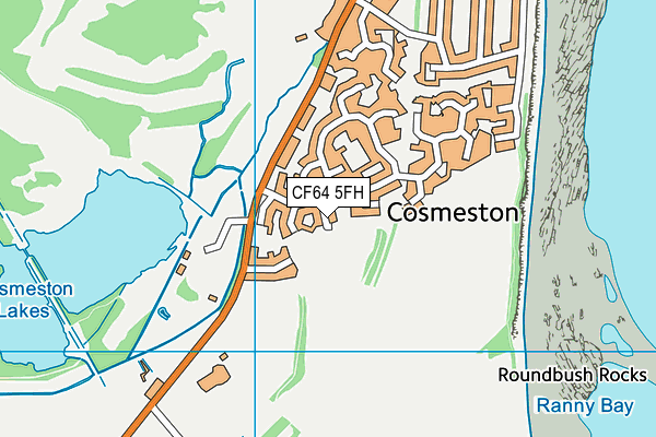 CF64 5FH map - OS VectorMap District (Ordnance Survey)