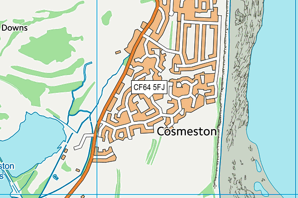 CF64 5FJ map - OS VectorMap District (Ordnance Survey)