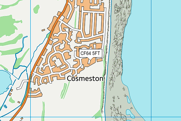 CF64 5FT map - OS VectorMap District (Ordnance Survey)