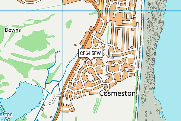 CF64 5FW map - OS VectorMap District (Ordnance Survey)