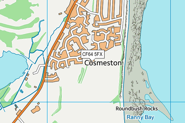 CF64 5FX map - OS VectorMap District (Ordnance Survey)