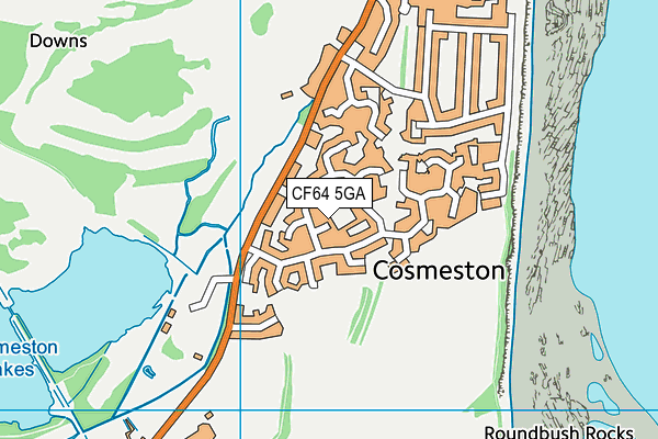 CF64 5GA map - OS VectorMap District (Ordnance Survey)