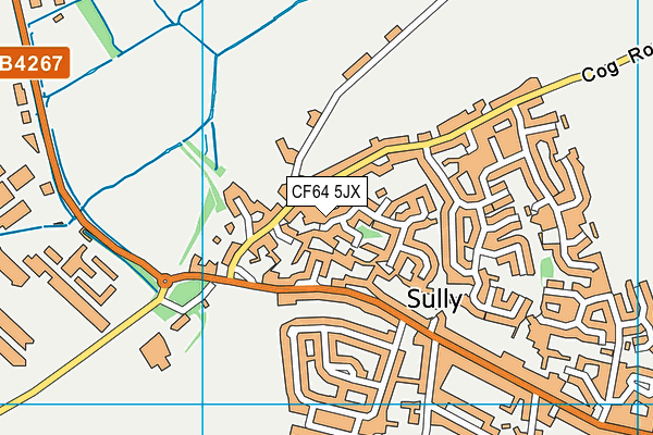 CF64 5JX map - OS VectorMap District (Ordnance Survey)