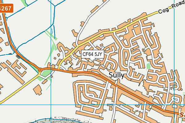 CF64 5JY map - OS VectorMap District (Ordnance Survey)