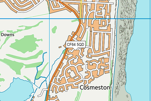 CF64 5QD map - OS VectorMap District (Ordnance Survey)