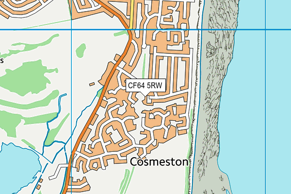 CF64 5RW map - OS VectorMap District (Ordnance Survey)