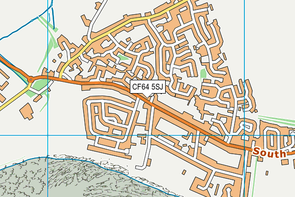 CF64 5SJ map - OS VectorMap District (Ordnance Survey)