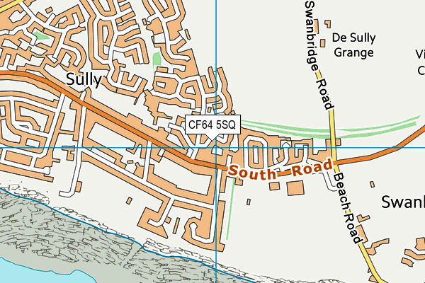 CF64 5SQ map - OS VectorMap District (Ordnance Survey)